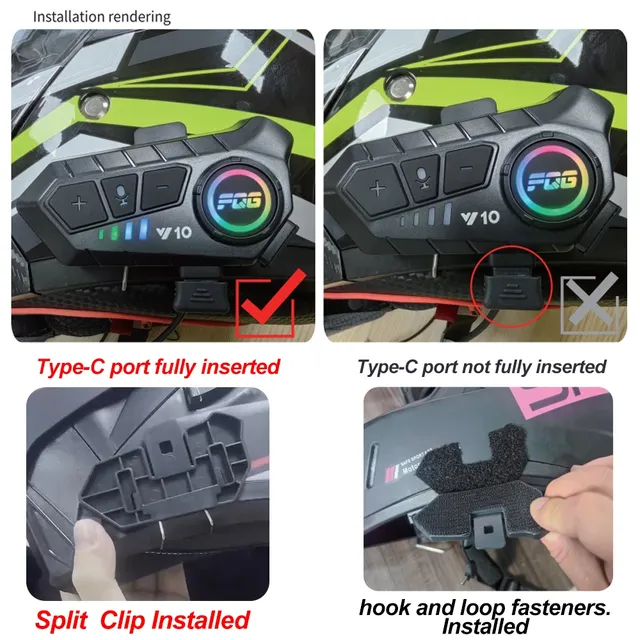 Casque de moto sans fil Bluetooth 5.3 – vue 2