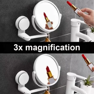 Miroir de maquillage mural pour salle de bain, double face sans perceuse 360 ° Miroir de courtoisie pliable rotatif pour salle de bain dans le dortoir (blanc) Miroir de maquillage mural pour salle de bain, double face sans perceuse 360 ° Miroir de courtoisie pliable rotatif pour salle de bain dans le dortoir (blanc)