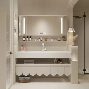 Lavabo intégré en dalle de roche moderne de 120cm, vanité de salle de bains murale de styliste, meubles en plaque de pierre, combinaison d’armoire de salle de bains Lavabo intégré en dalle de roche moderne de 120cm, vanité de salle de bains murale de styliste, meubles en plaque de pierre, combinaison d’armoire de salle de bains