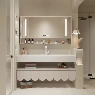 Lavabo intégré en dalle de roche moderne de 120cm