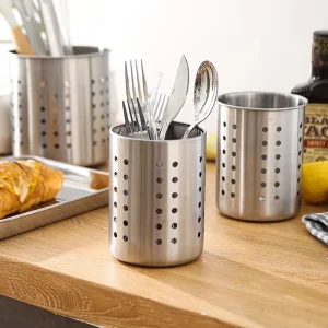 Porte-couverts en acier inoxydable, panier de rangement de cuisine, cuillère fourchette baguettes organisateur conteneur égouttoir pour l&rsquo;organisation de la maison