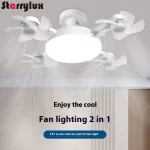 Ventilateur LED intelligent et silencieux avec vis E27, tête créative 3/4/5 télécommandée, 3 vitesses réglables pour la maison, le salon et la chambre à coucher