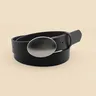 Ceinture femme fine noire similicuir lisse boucle ovale… – vue 2