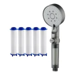 Pommeau de douche filtré 5 Modes avec pomme de douche à main avec buses en Silicone portables pulvérisateur réglable pour dortoir de gymnastique à domicile