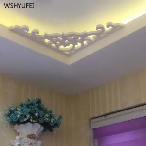 2 pièces marketing Direct moderne PVC plafond coin fleur bois panneau en plastique creux décoratif sculpté stickers muraux fleur sculptée 2 pièces marketing Direct moderne PVC plafond coin fleur bois panneau en plastique creux décoratif sculpté stickers muraux fleur sculptée