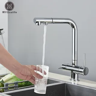 Robinet de cuisine filtré extractible en laiton chromé