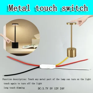 Variateur de commutateur tactile en métal, capteur de commande tactile 5v 12v 24V DC pour lampes LED, lumières d&rsquo;armoire |   Luminosité réglable
