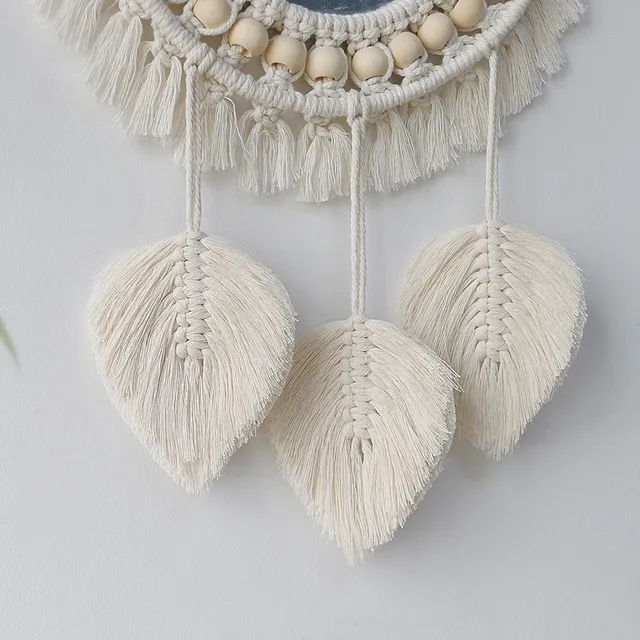Miroir mural rond en macramé – vue 4