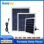 Panneau solaire en silicium monocristallin 18V 7W 10W 15W 20W, Module PV, panneaux PV portables avec câble de 3m pour le Camping en plein air