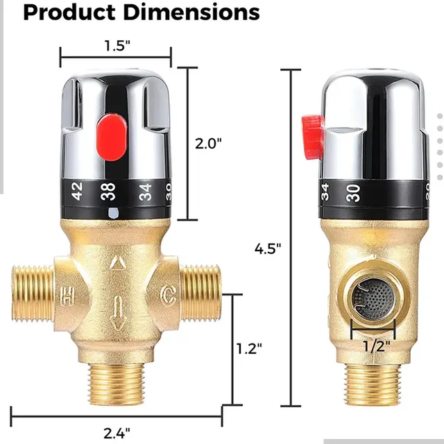 Vanne de mélange thermostatique en laiton – vue 7