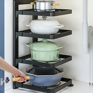 Étagères de rangement de cuisine réglables, supports de casseroles et organisateurs d’évier. Armoires multicouches pour un peu encombrant efficace. Étagères de rangement de cuisine réglables, supports de casseroles et organisateurs d’évier. Armoires multicouches pour un peu encombrant efficace.