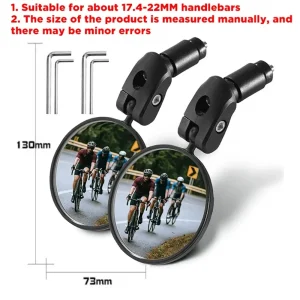 rétroviseur vélo universel grand angle convexe miroir large champ vision rotation réglable tridimensionnel rotule articulée pliable