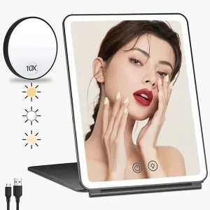 Miroir de Maquillage LED Grossissant 10x avec Lumières, Portable, Pliable, Bureau de Voyage, Table de Vanité, Salle de Bain, Chambre à Coucher, Outils Miroir de Maquillage LED Grossissant 10x avec Lumières, Portable, Pliable, Bureau de Voyage, Table de Vanité, Salle de Bain, Chambre à Coucher, Outils
