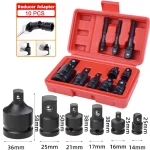 jeu adaptateurs douille impact conversion tête carrée roulement billes verrouillage forgé acier chromevanadium phosphaté noirci mallette atelier mécanique automobile bricolage