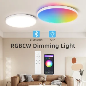 Plafonnier LED RVB Intelligent, 24W, 110V-265V, Ultra Mince, Bluetooth, Contrôle des Lampes pour la Chambre, Version Globale Plafonnier LED RVB Intelligent, 24W, 110V-265V, Ultra Mince, Bluetooth, Contrôle des Lampes pour la Chambre, Version Globale