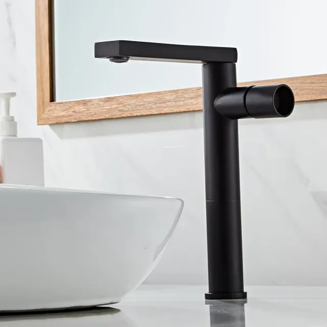 Robinet mitigeur de lavabo de salle de bains poli noir… – vue 2
