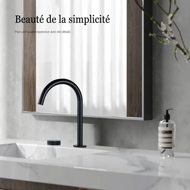 Robinet de lavabo noir mat à 2 trous – vue 5