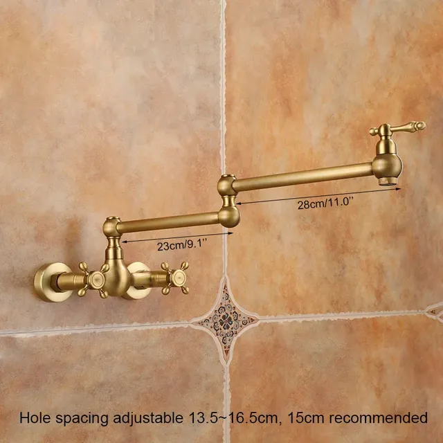 Robinets de cuisine muraux en laiton Antique – vue 2