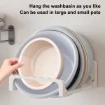 Étagère de lavabo pliable murale multifonctionnelle sans poinçonnage, rangement de salle de bain et porte-serviettes