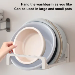 Étagère de lavabo pliable murale multifonctionnelle sans poinçonnage, rangement de salle de bain et porte-serviettes