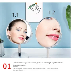 360 ° Miroir de vanité rotatif Double face, grossissant 1:2 ovale, miroir de maquillage nordique, Simple, couleur directe, support de bureau 360 ° Miroir de vanité rotatif Double face, grossissant 1:2 ovale, miroir de maquillage nordique, Simple, couleur directe, support de bureau