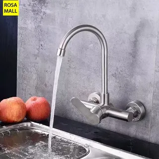 Robinet cuisine mural mélangeur monocommande inox acier brossé bec…