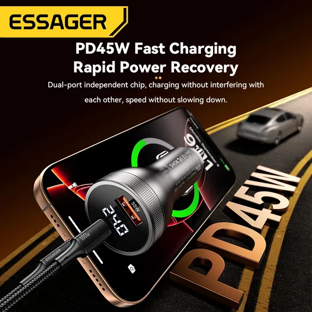 Essager 100W chargeur de voiture USB C Charge rapide PD… – vue 2