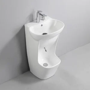 Lavabos de salle de bains, lavabo sur pied monté sur pied, lavabo en céramique blanche pour les mains et les pieds