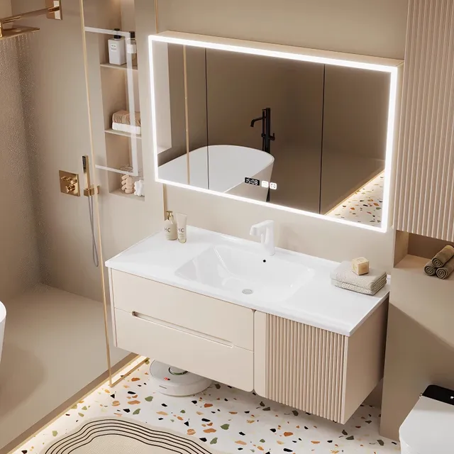 Lavabo bois salle de bain armoire tiroirs Design… – vue 3