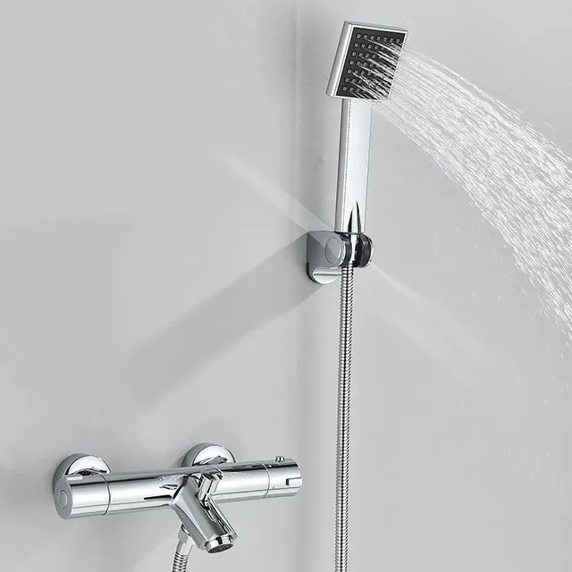 Mitigeur thermostatique mural noir chrome cylindrique… – vue 3