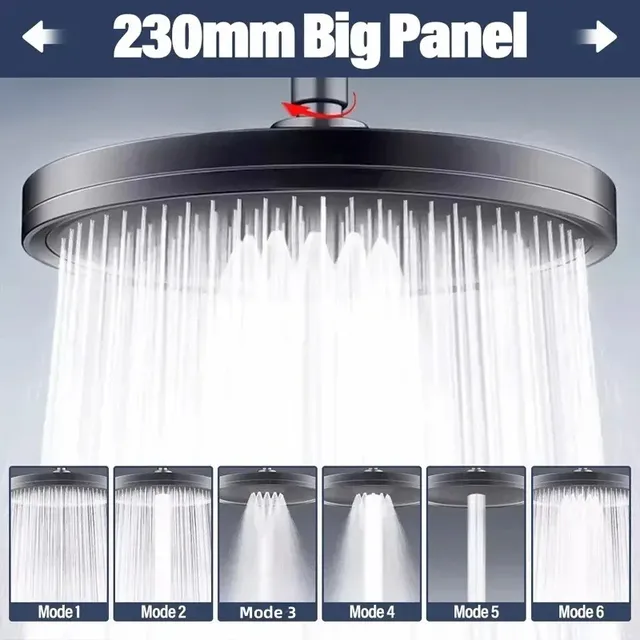 Nouveau 6 Modes réglable grande pomme de douche à effet…