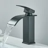 Quyanre robinet de lavabo cascade noir mat mélangeur à… – vue 4