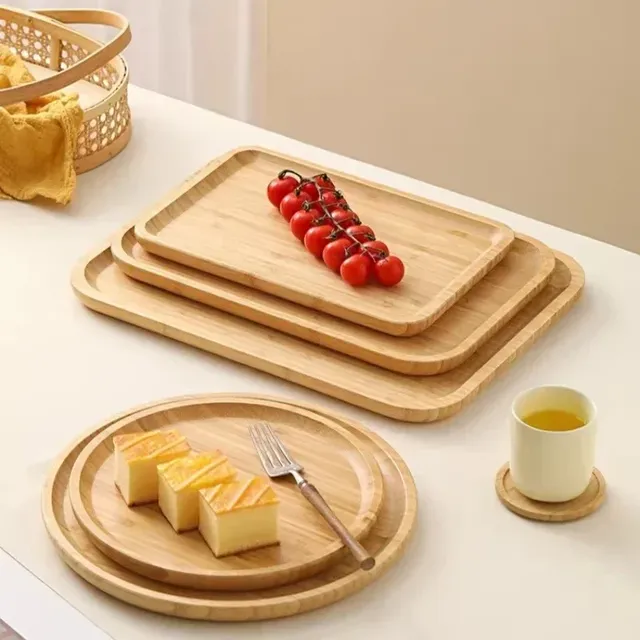 Plateau de service en bambou japonais simple – vue 3