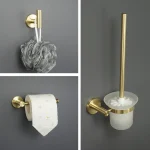 HOHardware-Ensemble porte-brosse de toilette, porte-papier de soie, crochet mural pour serviette, robe, manteau, or brossé, accessoires