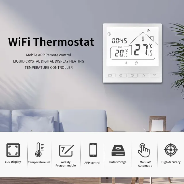 Thermostat de chauffage électrique intelligent Tuya WiFi – vue 3