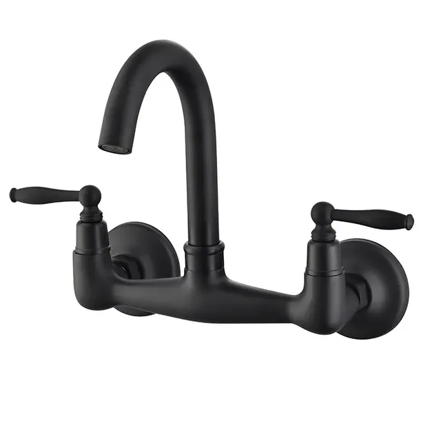 Robinet mitigeur mural laiton massif cuivre chrome noir… – vue 4