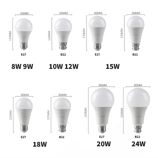 Ampoule Led A60 A80 E27 B22 AC220V – vue 2