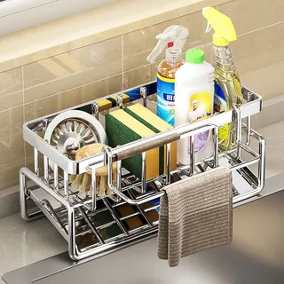 Étagère cuisine acier inoxydable chromé double niveau égouttoir porte…