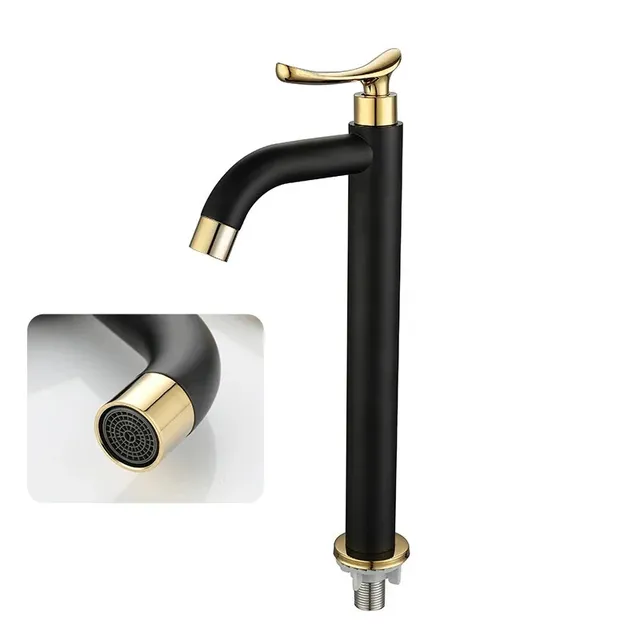 Mitigeur lavabo vasque monotrou poignée levier dorée… – vue 6