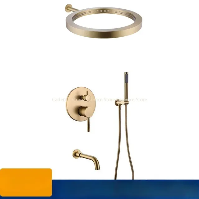 Système de douche dissimulé à anneau rond or/noir/gris – vue 2