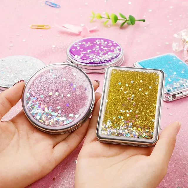 Miroir rond de maquillage créatif à sable mouvant