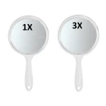 Miroir de maquillage grossissant double face avec poignée, miroir de détermination, barbiers de salon à domicile, coiffeurs, miroir à main pratique, 1x, 3x