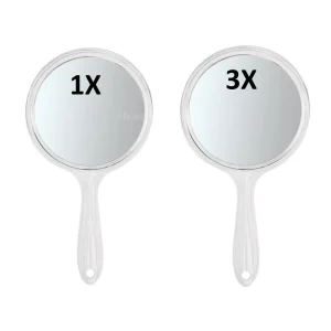 Miroir de maquillage grossissant double face avec poignée, miroir de détermination, barbiers de salon à domicile, coiffeurs, miroir à main pratique, 1x, 3x