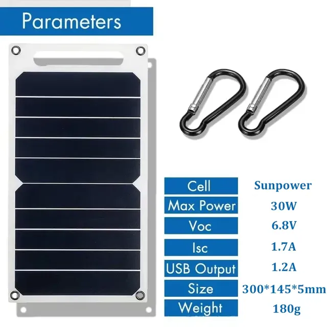 Panneau solaire 30W avec USB – vue 2
