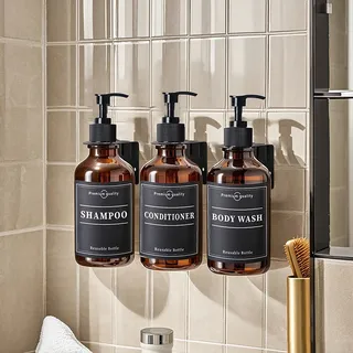 Ensemble distributeur de savon avec étiquettes