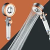 pommeau douche double face trois modes filtrant anti chlore haute pression economie eau anticalcaire poignée transparente cartouche visible
