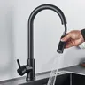 Robinet de cuisine noir flexible à nervures