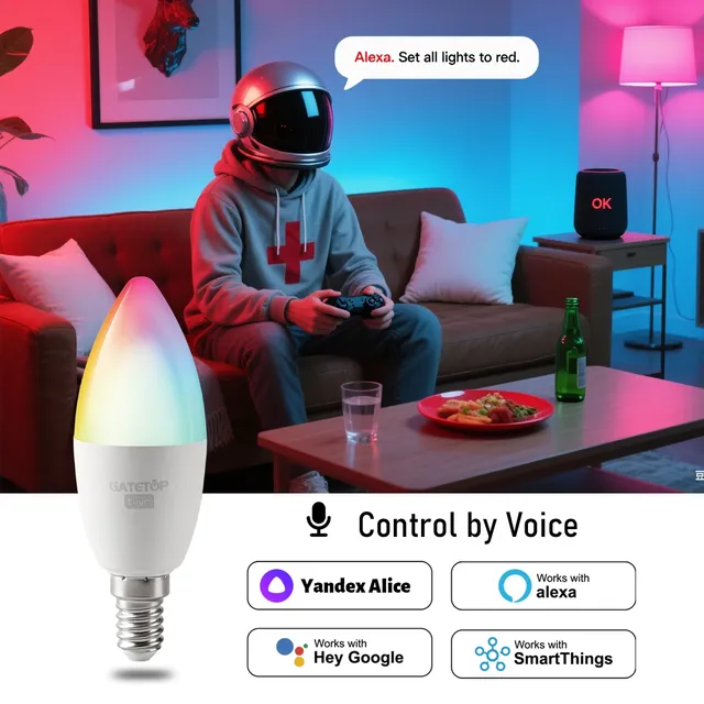 1-10 pièces Tuya Bluetooth WiFi E14 ampoule intelligente… – vue 5