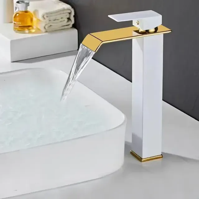 Mitigeur lavabo cascade doré blancmat monocommande… – vue 2