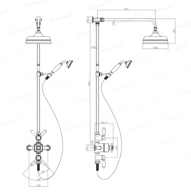 Robinet thermostatique mural laiton chromé style… – vue 6